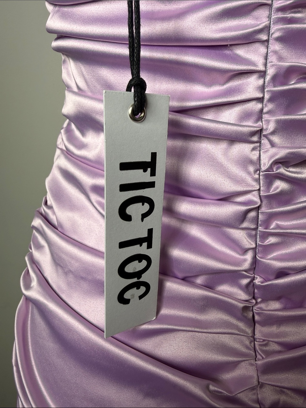 Satin Ruched Corset Mini Dress in Lilac - Picture 2 of 9